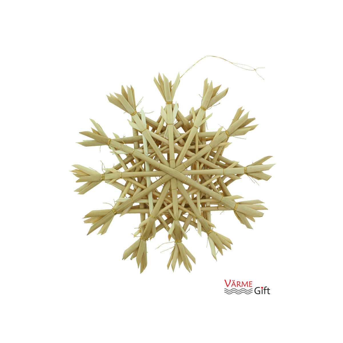 Straw snowflake Christmas ornament, 6 inch, traditional Scandinavian holiday decoration