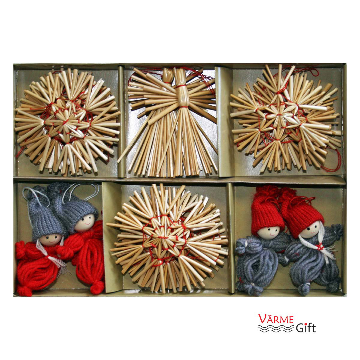 Straw Christmas Ornament Assortment - 22 Pc's