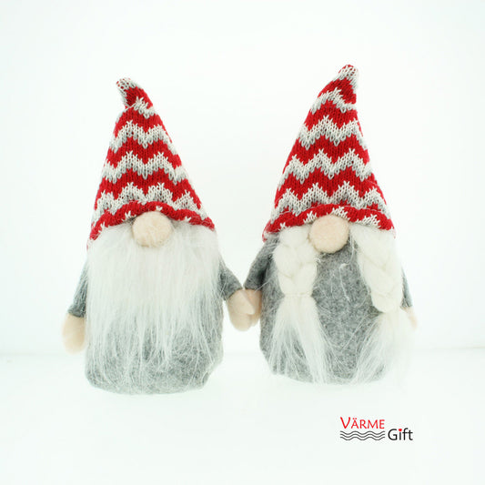 Scandinavian Fabric Ma and Pa Gnomes - Red/Grey - 6 .5"