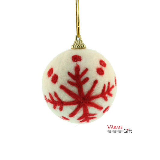 Nordic Felt Ball Christmas Ornament - White - 3"