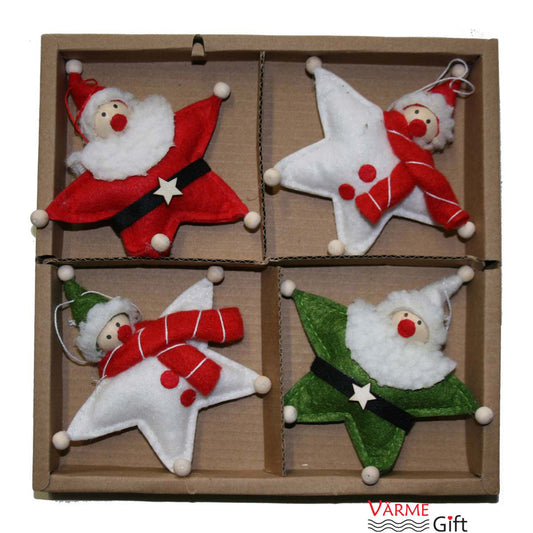 Star Tomte Santa Felt Ornaments - 4 Pack