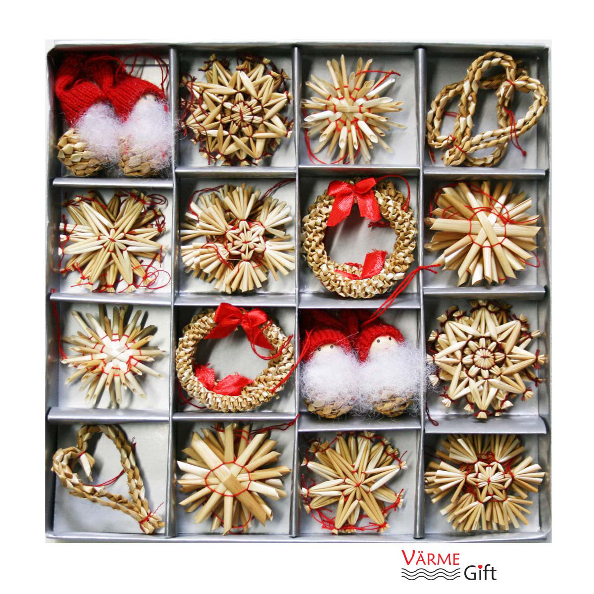 Straw Christmas Ornament Assortment - 48 Pc's