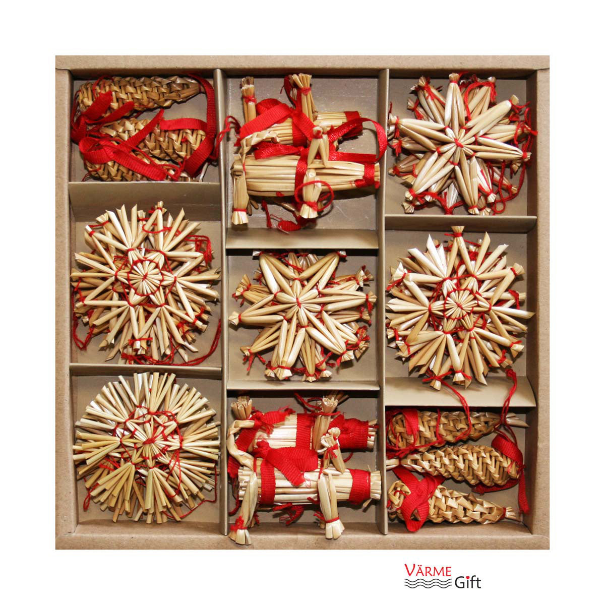 Straw Christmas Ornament Assortment - 35 Pc. Set