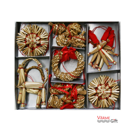 Straw Christmas Ornament Set (29 pc's)