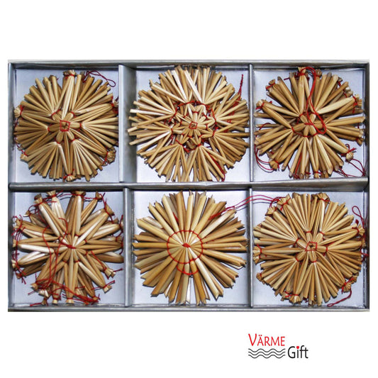 Straw Snowflake and Star Christmas Ornament Set - 24 pc.