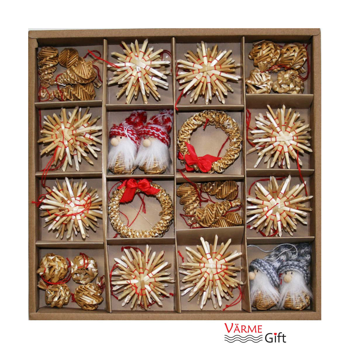 Straw Snowflake and Star Christmas Ornament Set - 56 pc.