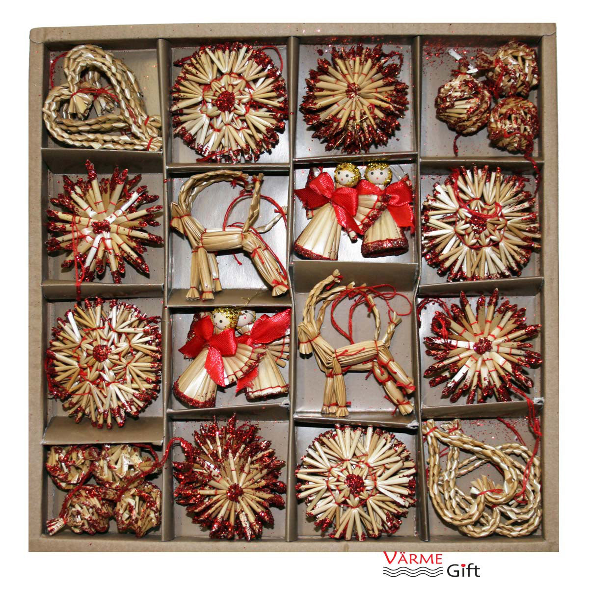 Straw Christmas Ornament Assortment - 56 pcs.