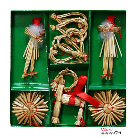 Straw Christmas Ornament Boxed Assortment (21 pc)