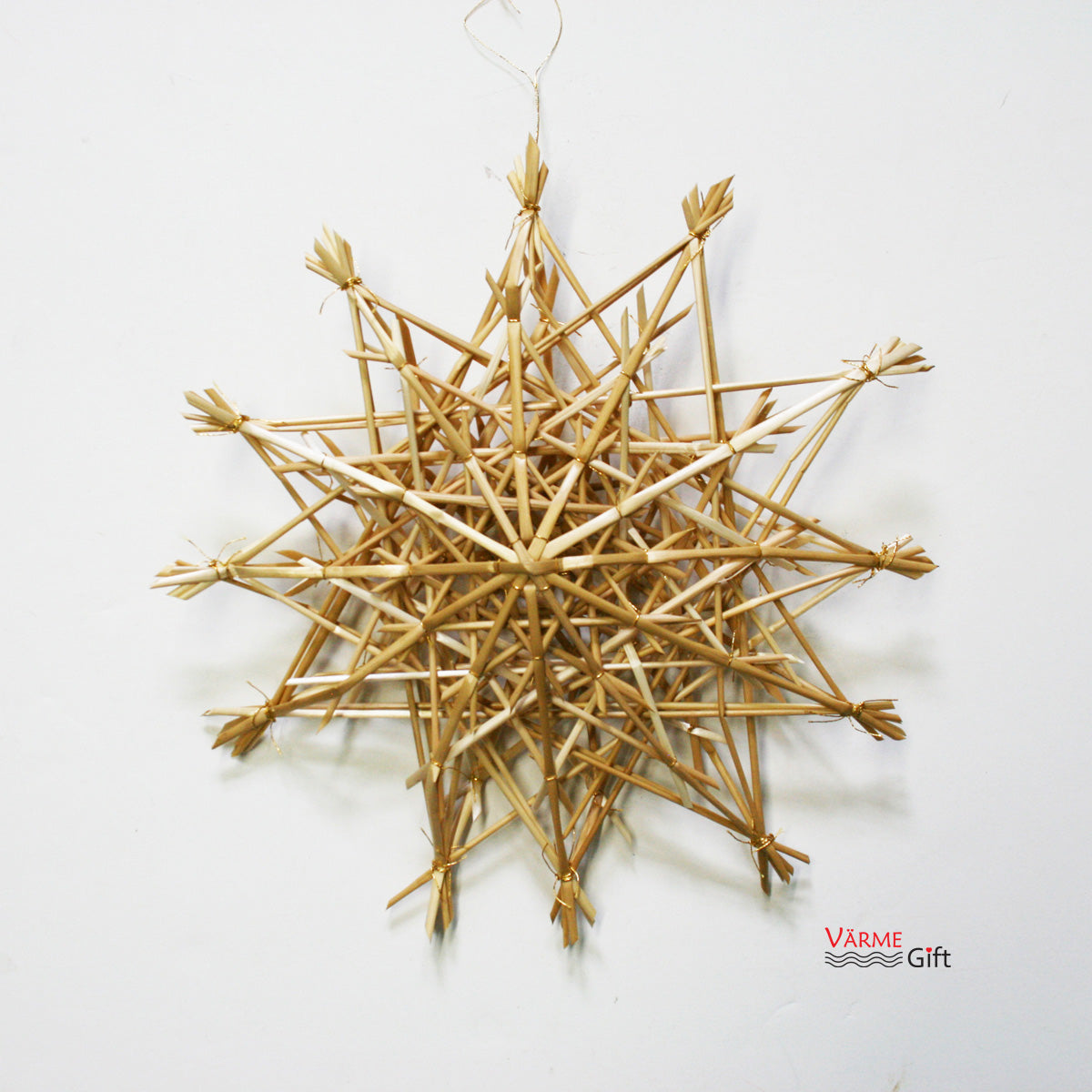 Straw snowflake Christmas ornament, 12 inch, traditional Scandinavian holiday decoration