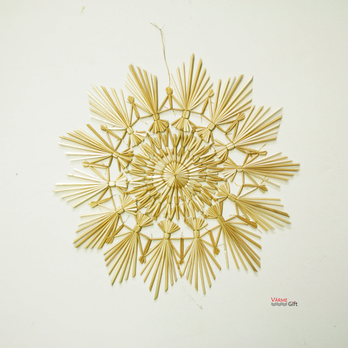 Straw snowflake star ornament, 10 inch, Scandinavian Christmas holiday decoration