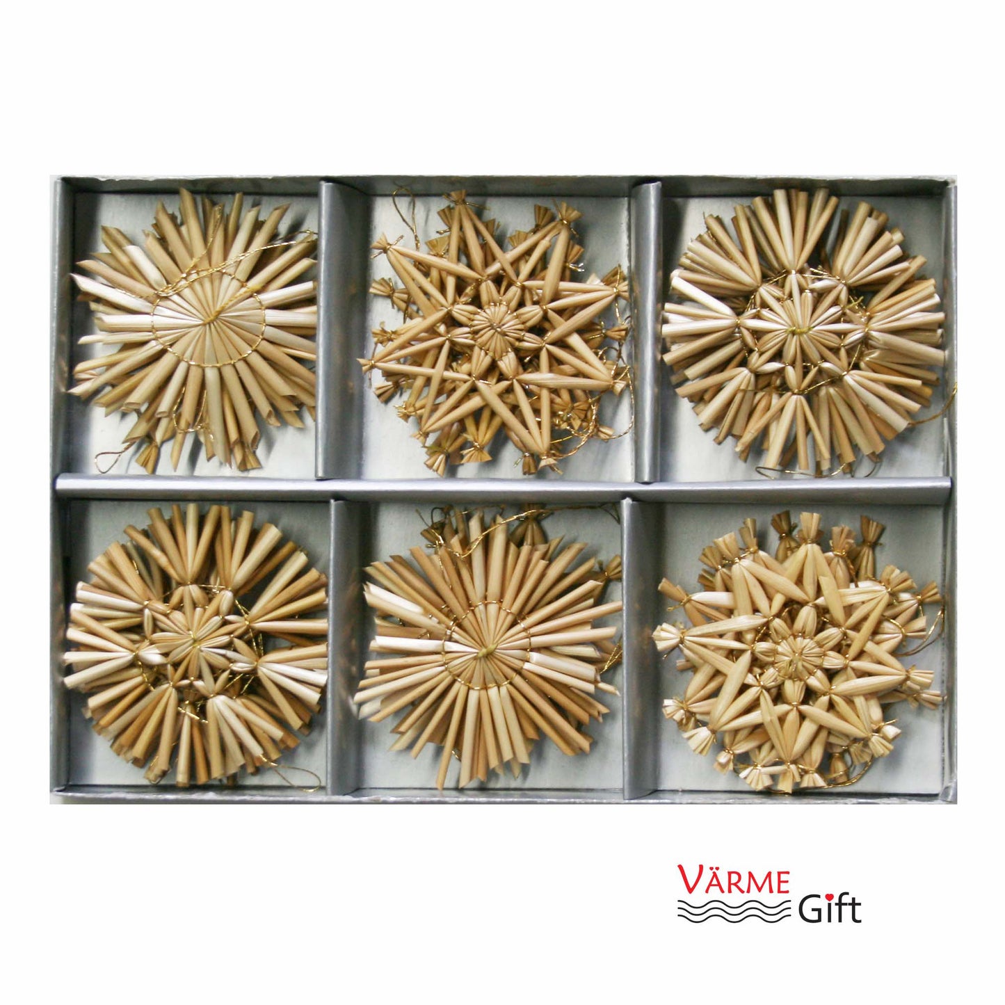 Straw Star Christmas Ornaments - 24 PC Set