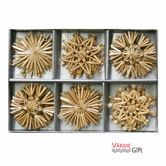 Straw Star Christmas Ornaments - 24 PC Set