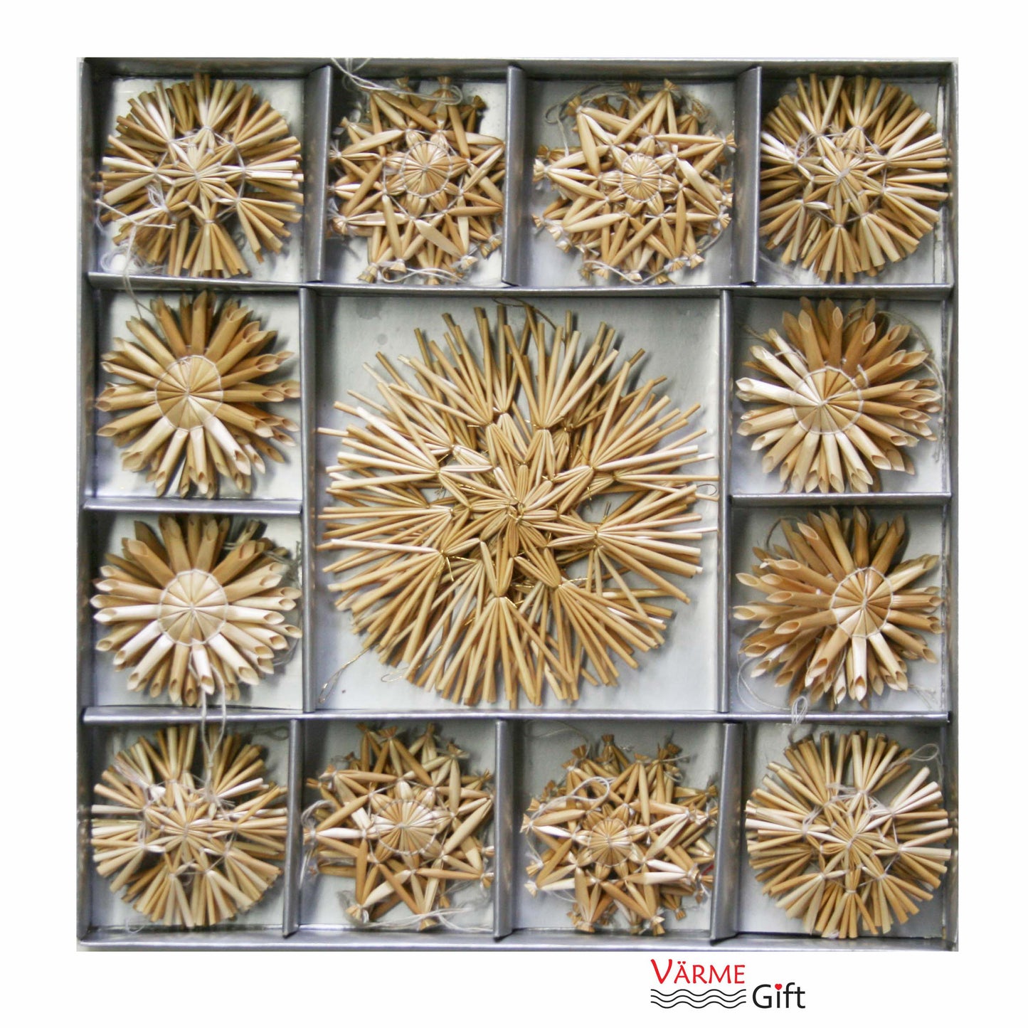 Straw Star Christmas Ornament Boxed Set (52 pc)