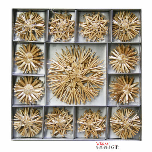 Straw Star Christmas Ornament Boxed Set (52 pc)