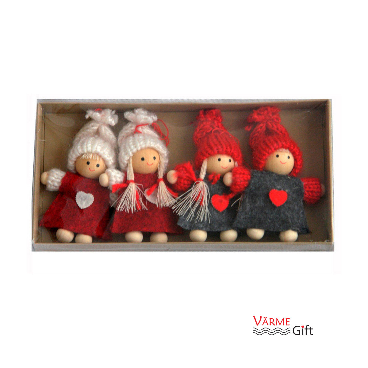 Tomte Boy and Girl Christmas Ornaments - 4 Pack