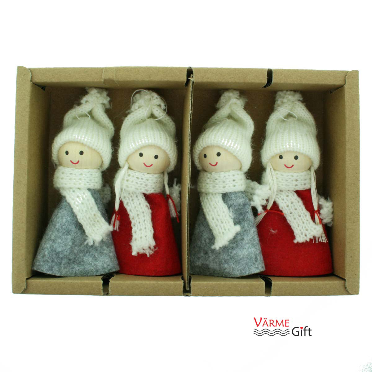 Tomte w/Knit Red and Grey Clothes Christmas Ornaments - 4 pack