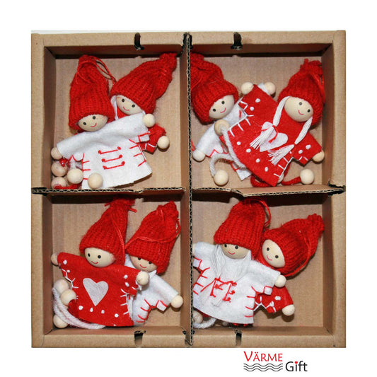 Tomte Girl & Boyl Fabric Ornaments - Set of 8