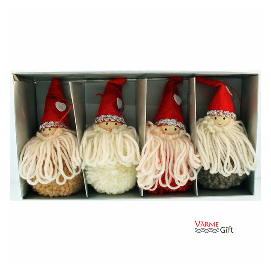 Tomte Santa Yarn Christmas Ornaments - 4 Pack