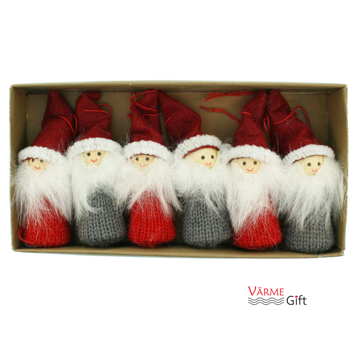 Tomte Santa Christmas Ornaments - 6 pack