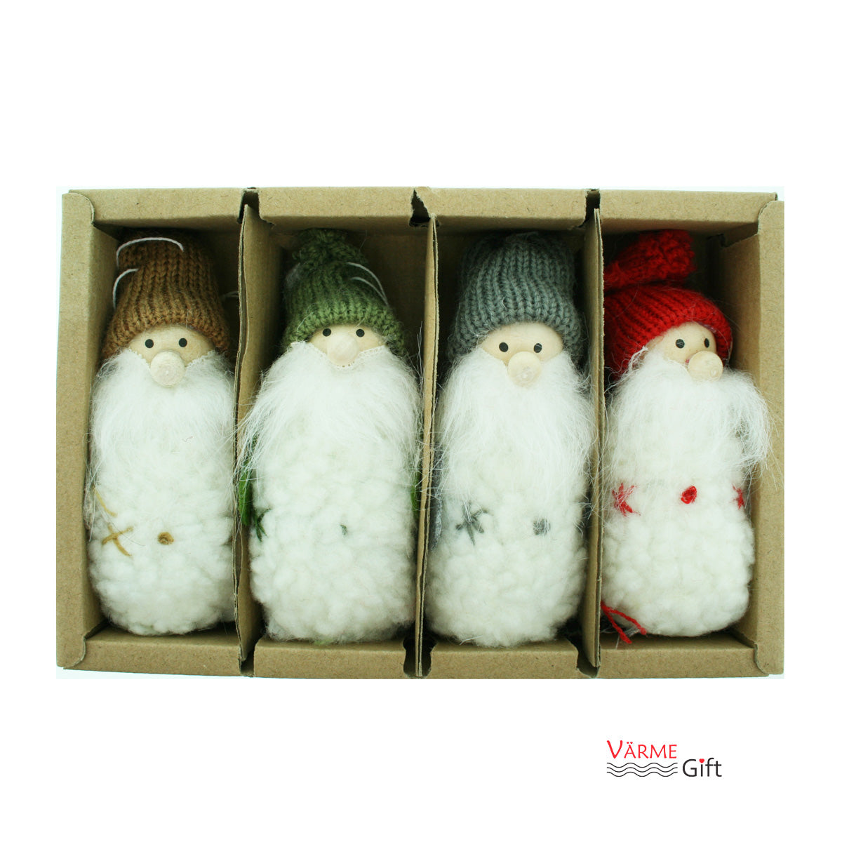 Tomte Santa w/Star Christmas Ornaments - 4 Pack