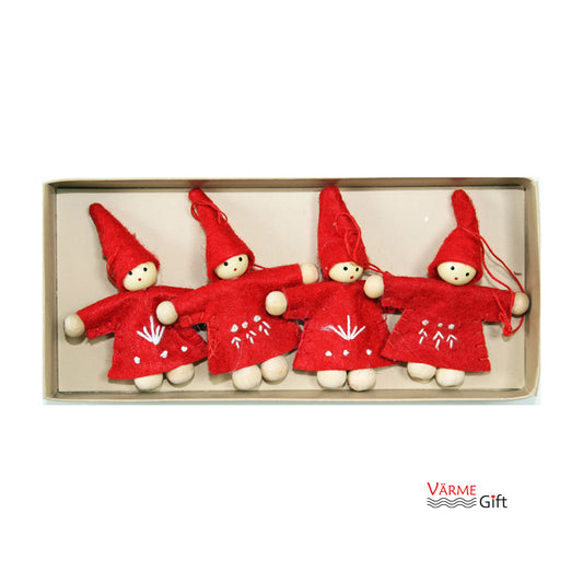 Tomte Santa Christmas Ornaments - 4 Pack