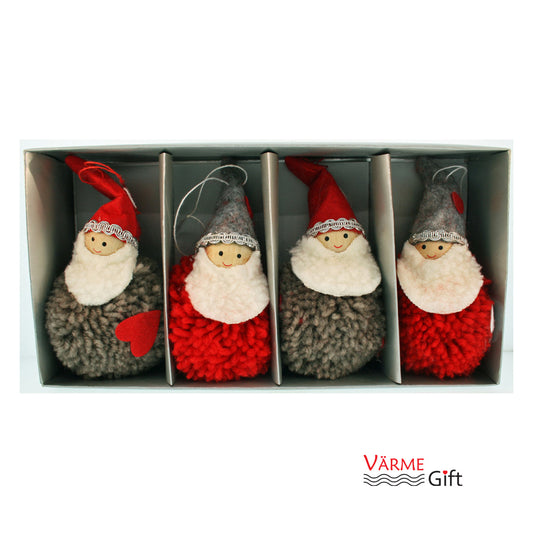 Tomte Santa Yarn Christmas Ornaments - 4 Pack